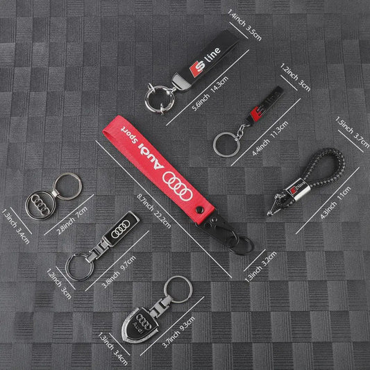Luxe 3D Metalen & Lederen Audi Autosleutelhanger - Perfecte Decoratie