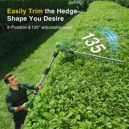 TaskStar Snoerloze Heggenschaar op Steel - 50cm Dubbelzijdig Mes, 2x 4000mAh Accu
