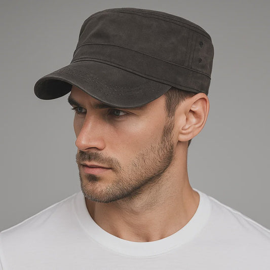 Waterdichte Canvas Militaire Pet voor Heren - Vintage Cadet Stijl