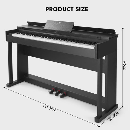 MUSTAR Digitale Piano 88 Toetsen met Hammer Mechaniek & 3 Pedalen - Zwart Houtoptiek