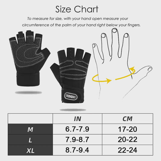 Half Vinger Trainingshandschoenen met Polsband - Fitness, Gewichtheffen, Fietsen