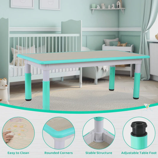 Verstelbare Kinder Tafel met 6 Stoelen - Knutseltafel & Speeltafel voor Kinderen (2-10 jaar)
