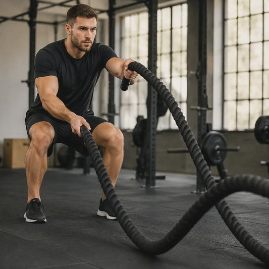 Zwarte Battle Rope 6m (4.5kg) - Duurzaam Polyester Trainingsmateriaal voor Thuis en Buiten