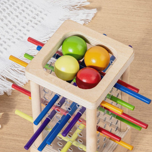 Montessori Houten Stokken Spel - Interactief Ouder-Kind Spel voor Fijne Motoriek en Kleurherkenning