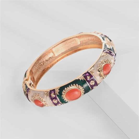 Bohemian Emaille Armband Dames - Kleurrijke Cloisonné Bangle met Indiaas Design