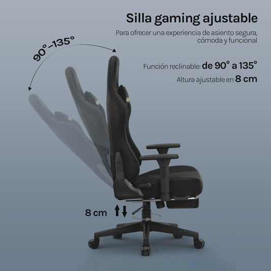 WOLTU Ergonomische Gaming en Bureau Stoel met Verstelbare Armleuningen en Voetensteun