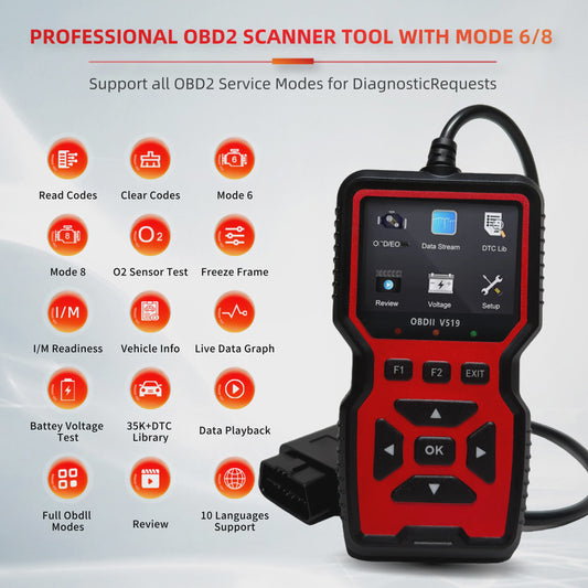 V519 OBD2 Autodiagnose Scanner Tool met Kleurenscherm voor Motorgezondheidscontrole