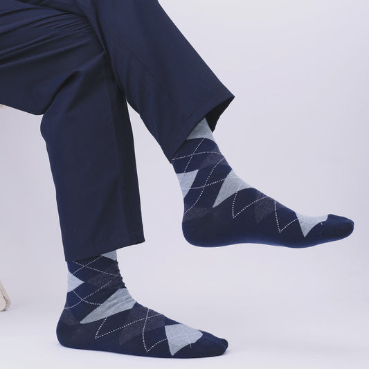 5 Paar Heren Sokken Plus Size - Comfortabel Katoen, Ademend & Stijlvol Argyle/Streep