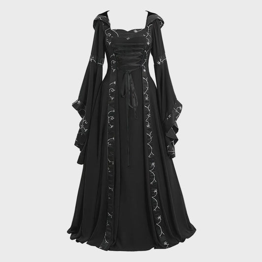 Lange Vintage Middeleeuwse Jurk - Gothic & Victoriaans Cosplay Kostuum met Flare Mouwen