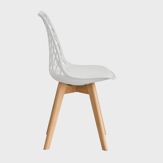 Moderne Eetkamerstoelen Set (4/6 stuks) - Mesh Rug, Houten Poten & Gestoffeerde Zitting