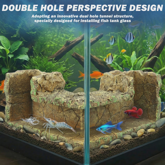 Aquarium Hoek Verbergplaats Tunnel - Decoratie voor Vissen en Garnalen
