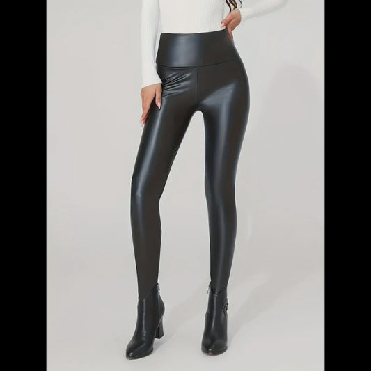 Hoge Taille Kunstleren Legging - Stretchy & All-Season Comfort
