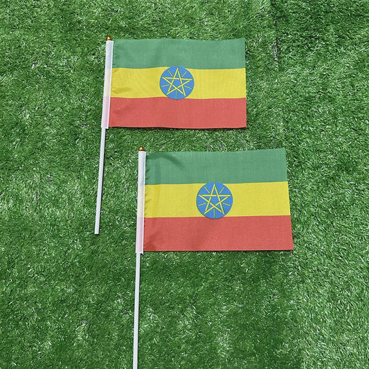 Ethiopië Handvlaggetjes 21x14cm met Plastic Stok - Set van 10, 20, 50 of 100 stuks