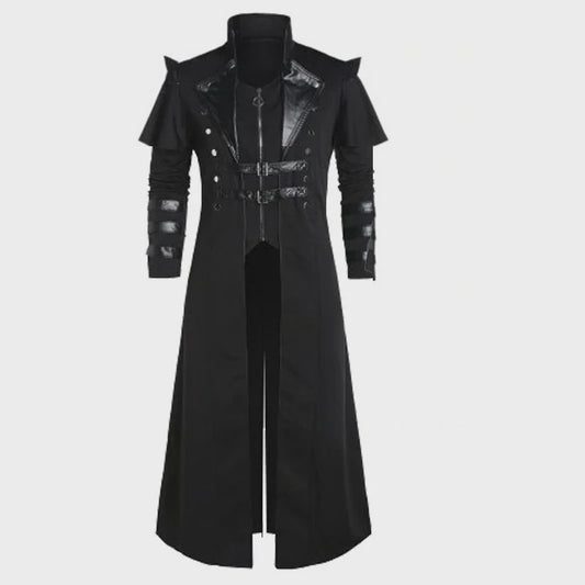 Lange Steampunk Jas voor Heren - Middeleeuws Gothic Piraat Kostuum