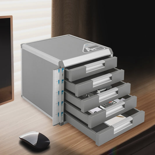 Afsluitbare 5-Laden Archiefkast A4 - Aluminium Documenten Opbergkast voor Kantoor, Bank & Thuis