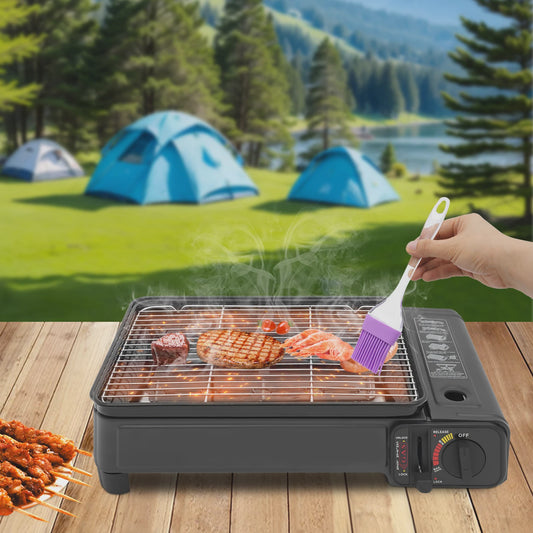 Draagbare Gas BBQ Grill & Kooktoestel - 2.2KW Outdoor Camping LPG/Butaan met Koffer