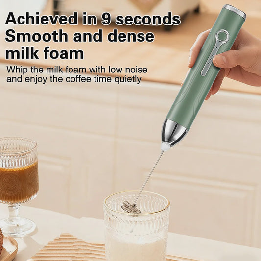 Draadloze Oplaadbare Mini Milk Frother & Koffie Opschuimer - 3 Snelheden, USB-C