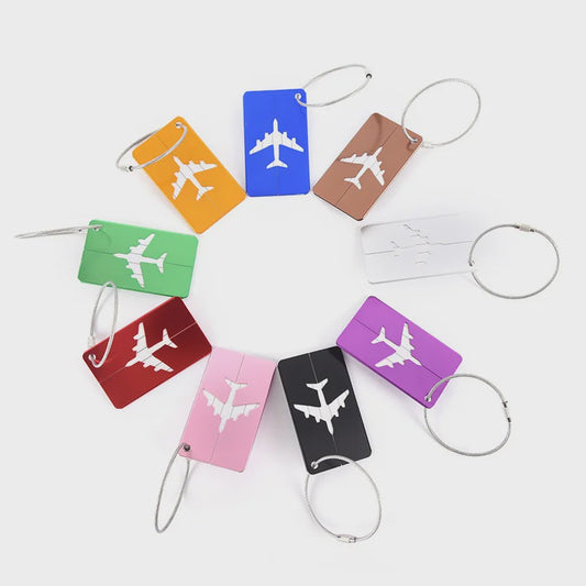 Aluminum Alloy Travel Luggage Tag Hanging Tag Suitcase Tag Plane With Name ID Cards Anti-lost Solid Color Travel Accessories