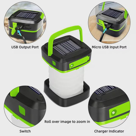 Oplaadbare Solar Camping Lantaarn - IP65 Waterdicht, Dual Charge (Zon & USB), Draagbare LED Zaklamp voor Wandelen