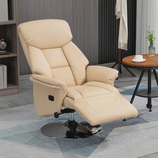 HOMCOM Armchair relaxation relax Living Room relaxation Armchair Pivoting foot-rest Adjustable Armrests, chair TV in Synthetic leather, Up to kg, for Living Room, bedroom, home cinema, beige