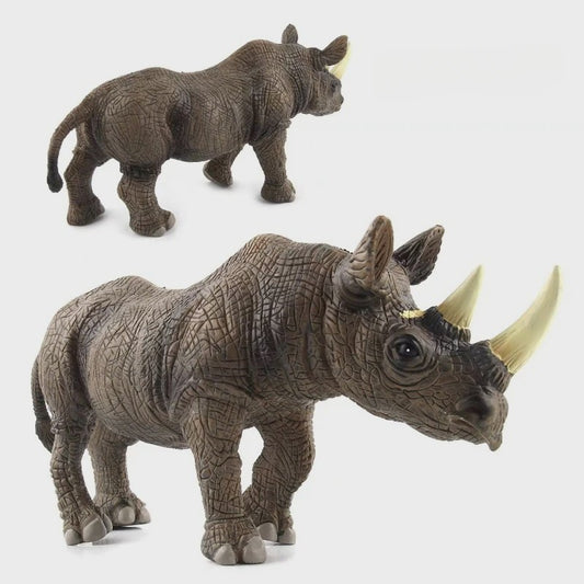 Grote Realistische Zwarte Neushoorn Speelgoedfiguur - 27.5cm PVC Wild Dier Model