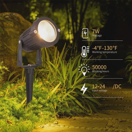 Waterdichte LED Tuinspot 7W Warm Wit met Grondspies - IP65 Buitenverlichting