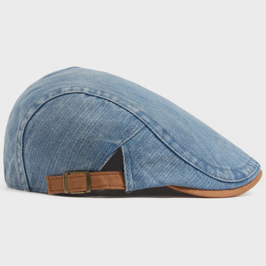 Vintage Denim Newsboy Pet voor Dames en Heren - Casual Platte Vizier Pet, Verstelbaar