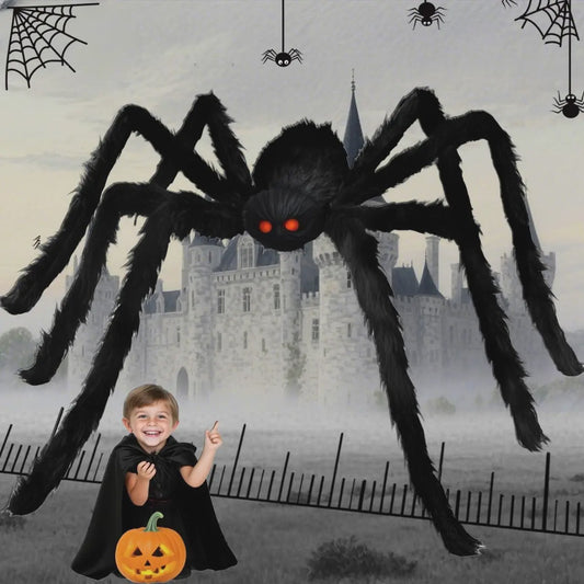 Enorme Zwarte Pluche Spin - Halloween Decoratie 30-200cm