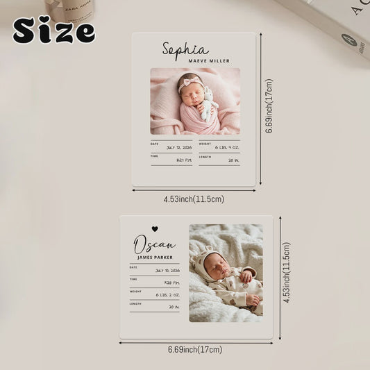 Gepersonaliseerd Geboortebord met Babyfoto & Geboortegegevens - Acryl & Hout