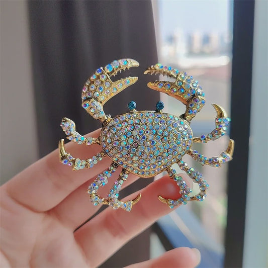 Chique Krab Broche met Kristallen - Unieke Dieren Pin voor Dames