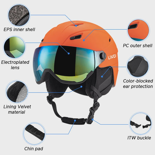 LIXADA Skihelm en Snowboardhelm met Geïntegreerd Vizier voor Dames en Heren