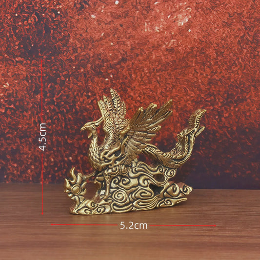 Gouden Feniks Beeldje - Decoratie voor Woonkamer, Bureau & Huis