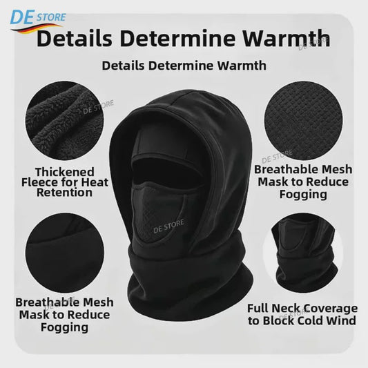 Multifunctionele Winter Balaclava met Capuchon: Fleece Nekwarmer & Winddicht Gezichtsmasker voor Buitenactiviteiten