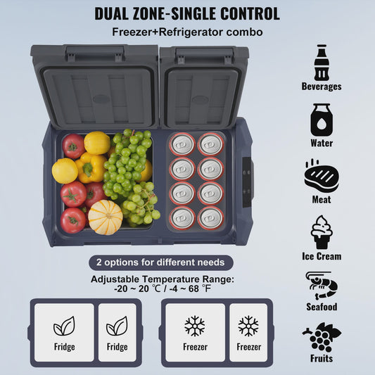 Draagbare Dubbel Zone Vriezer Koelkast met Compressor - 12/24V DC & AC