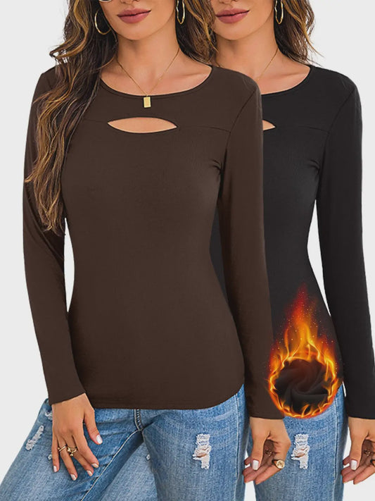 Dames Ribgebreide Longsleeve met Asymmetrische Halslijn - Slim Fit & Elegant