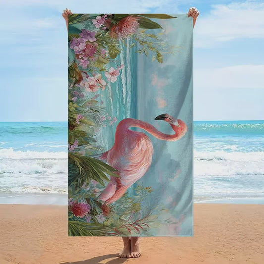 Artistiek Flamingo Strandlaken - Sneldrogend en Absorberend Strandlaken voor Zomer Vakantie
