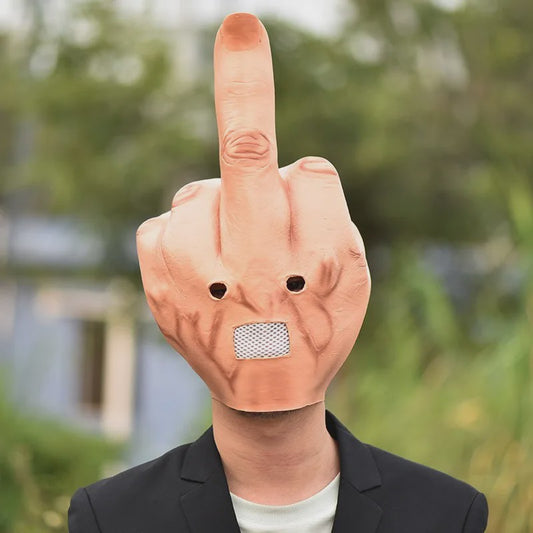 Grappig Middenvinger Masker - Latex Hoofddeksel voor Feestjes, Halloween & Pranks
