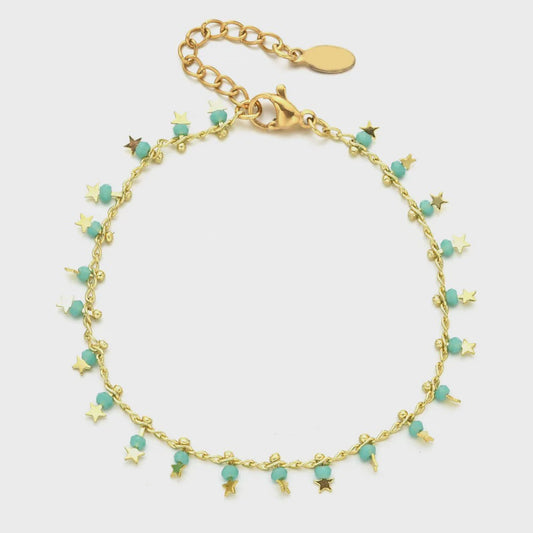 Bohemian Kralen Armband met Sterren & Tassel - Goudkleurig