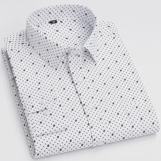 Herenshirt Lange Mouw - Stijlvol Casual & Zakelijk, Print & Streep, All-Season Top