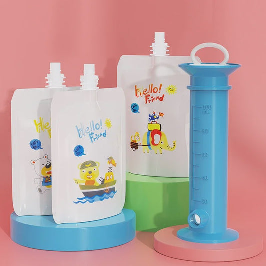 Herbruikbare Babyvoeding Dispenser Set - Zelf Fruitpuree Maken & Bewaren