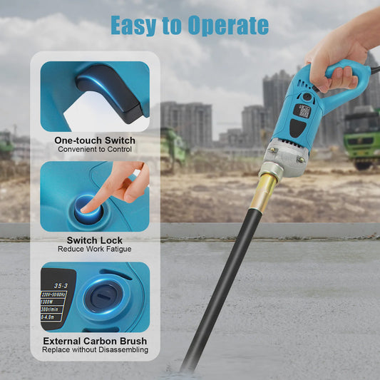 1300W Handzame Beton Vibrator met 1.5/2m Staaf - Krachtig en Efficiënt