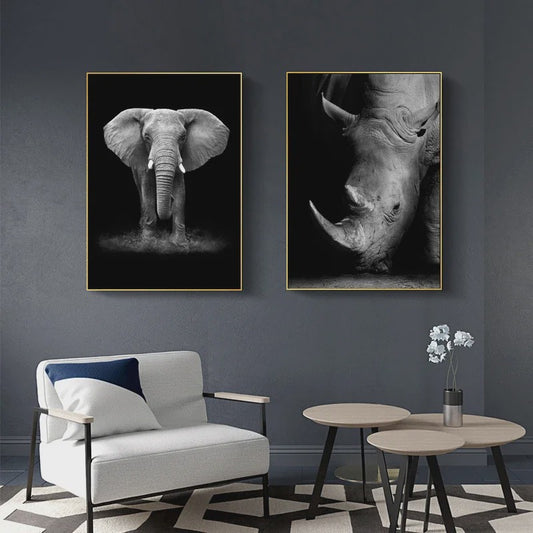 Moderne Canvas Schilderijen met Dieren: Leeuw, Olifant, Zebra & meer - Minimalistische Wanddecoratie
