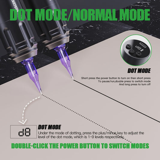 Dragonhawk A1 Draadloze Tattoopen Kit - Dual Modes, 1600mAh Batterij, 3.5mm Slag
