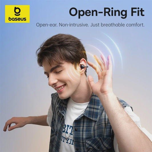 Baseus BC1 Open-Ear Oordopjes: Draadloze Clip-On Koptelefoon met Super Bass & Bluetooth 6.0