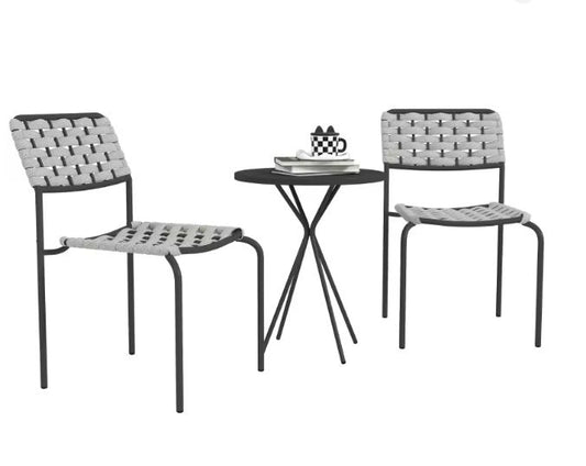3-delige Polyrotan Bistroset – Stapelbare Stoelen & Tafel