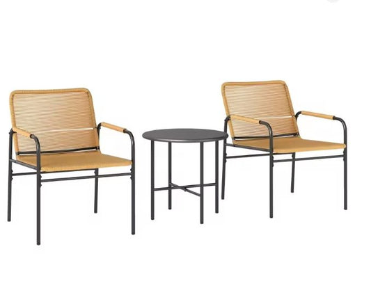 3-delige Rotan Bistroset – Tuinmeubelset met Tafel & Stoelen