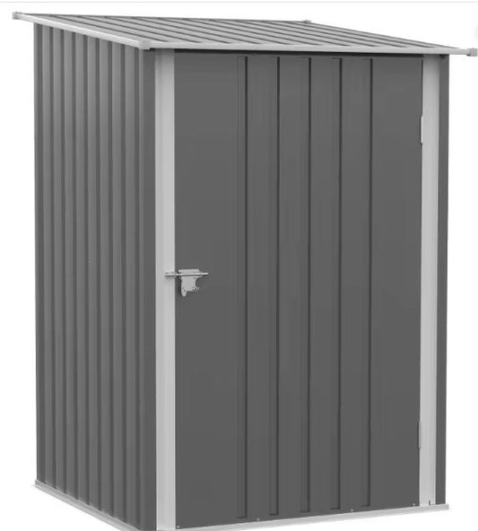 Tuinschuur 100x103x160 cm – Stalen Opbergkast met Kanteldak & Grote Deur, Grijs