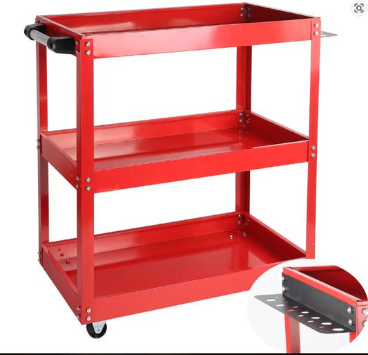 3-Laags Gereedschapswagen op Wielen – Met Aluminium Handvatten & 100 kg Draagkracht