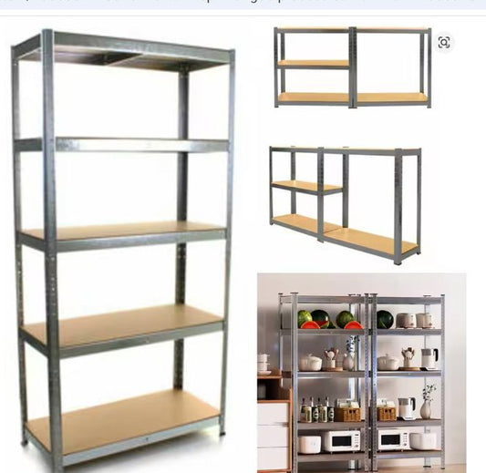 Metalen Opbergstelling 5-Lagen – Verstelbare Stalen Plank met MDF Legborden, 875 kg Draagvermogen