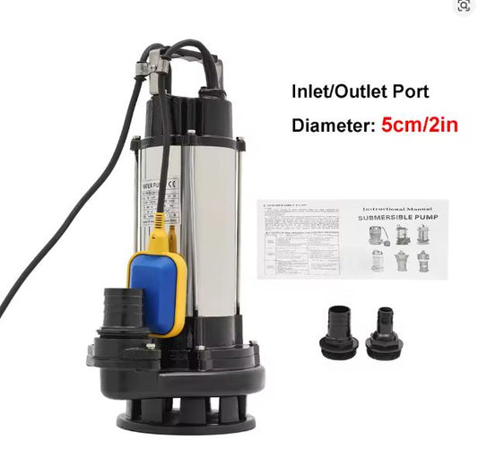 Roestvrijstalen Dompelpomp – 1500W/2PK, 36.000 l/u Capaciteit, IP68 Waterdicht